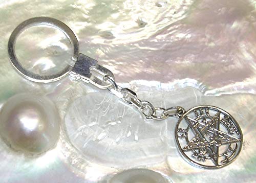 perlascarel Llavero TETRAGRAMATON Plata de Ley Maciza. Estuche Regalo