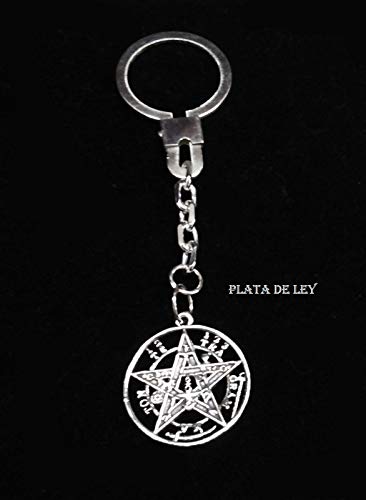 perlascarel Llavero TETRAGRAMATON Plata de Ley Maciza. Estuche Regalo
