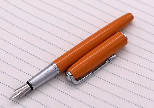 Picasso 916 Malaga - Pluma estilográfica, punta fina, 0,5 mm, pluma de caligrafía, bolígrafo de regalo de lujo para negocios, colección de bolígrafos vintage con convertidor de tinta (naranja)