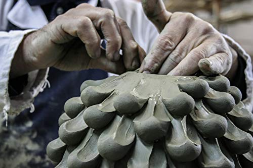 Piñas Siciliane Colores Marinos Azul y Coral, par Piñas de cerámica de Caltagirone Hechas a Mano