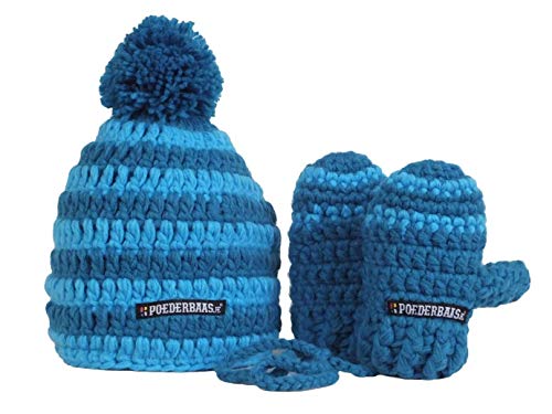 Poederbaas Sombrero de bebé colorido con mitones - Azul