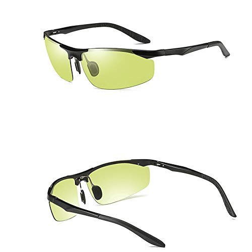 Polarizadas De Conducción Gafas, Cambio De Color De La Lente, Vidrios UV400 Fotocromáticas, Marco De Aluminio Y Magnesio, Día Y Noche Visión De HD, Antideslumbrante/Anti-UV (A)