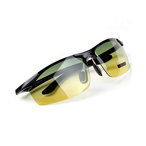 Polarizadas De Conducción Gafas, Cambio De Color De La Lente, Vidrios UV400 Fotocromáticas, Marco De Aluminio Y Magnesio, Día Y Noche Visión De HD, Antideslumbrante/Anti-UV (A)