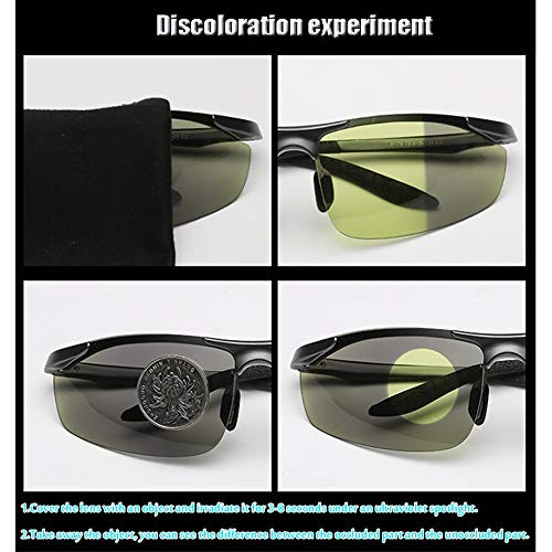 Polarizadas De Conducción Gafas, Cambio De Color De La Lente, Vidrios UV400 Fotocromáticas, Marco De Aluminio Y Magnesio, Día Y Noche Visión De HD, Antideslumbrante/Anti-UV (A)