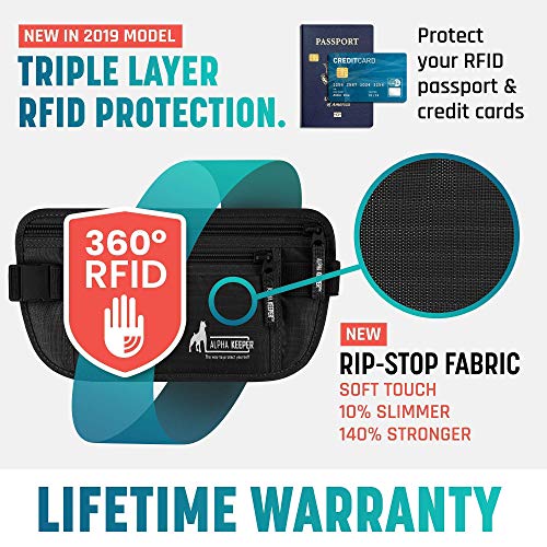 Portadocumentos Viaje Tipo cinturón de Viaje con Bloqueo RFID - Incluye Set de Funda Pasaporte y Tarjetas con Bloqueador RFID para Uso Diario