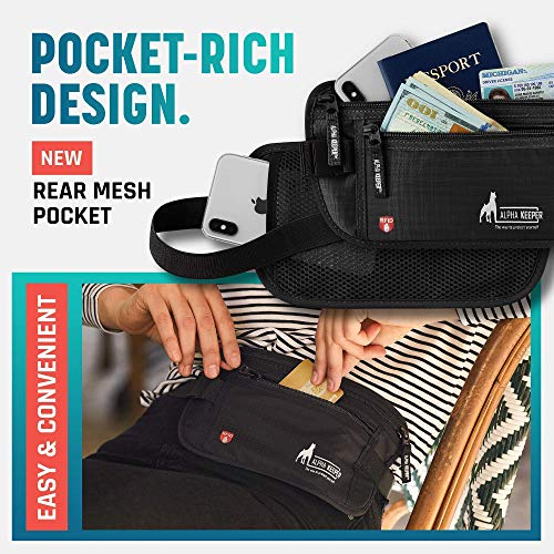 Portadocumentos Viaje Tipo cinturón de Viaje con Bloqueo RFID - Incluye Set de Funda Pasaporte y Tarjetas con Bloqueador RFID para Uso Diario