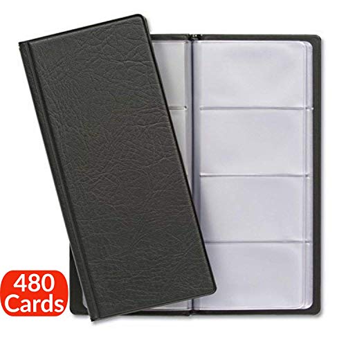 Porte Cartes de Visite pour 480 Cartes avec Intérieur Transparent | Protection des Cartes de Commercial | Idéal comme classeur pour cartes de visite