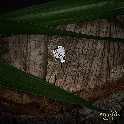 PRINCIPIO® - Anillo Mujer Árbol De La Vida Grande de Plata 925 Joyas Originales Chicas Jóvenes Ajustables con Hermosa Caja de Regalo