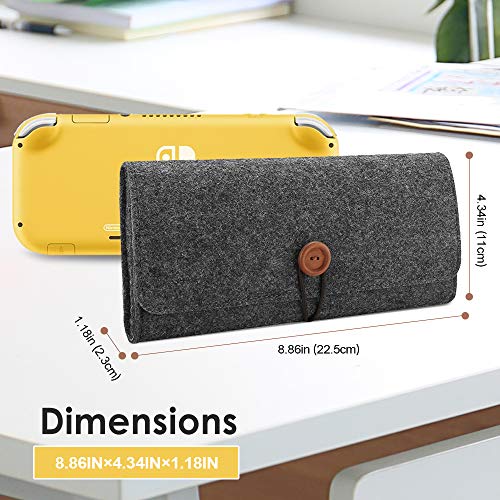 ProCase Funda de Viaje para Nintendo Switch Lite, Estuche Fieltro Portátil Ultra Delgado con 5 Puestos para Cartucho de Juego, Bolsa Protectora de Transporte para Nintendo Switch Lite 2019 –Negro