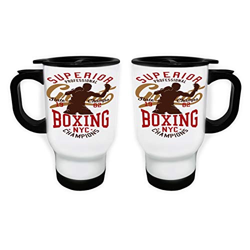 Professional Boxing NYC White Thermo Travel Mug 14oz ff373tw