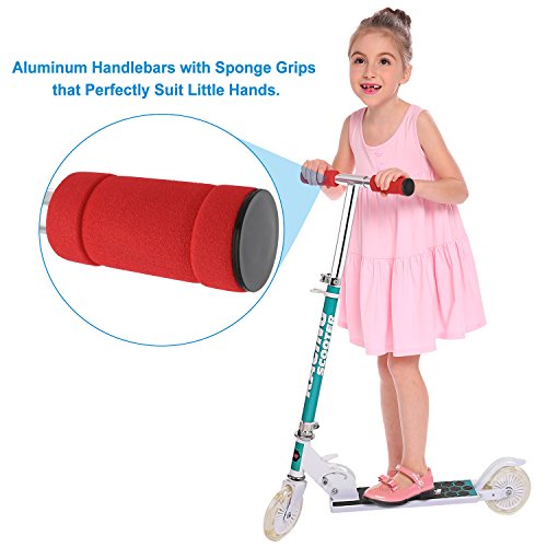 Profun Patinete 2 Ruedas Patinete Plegable para Niños Patinete Infantil con Freno Altura del Manillar Ajustable Patinete Niño Scooter Patinete con Luces LED para Niñas de 3 - 12 Años