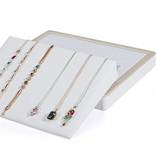 QinWenYan Caja de Almacenamiento de Joyas Bandeja Apilable Pulseras De La Joyería De Metal Collares Aretes Anillo Organizador De La Revista Pantalla (Design : Necklace Jewelry Box, Size : 26.5x21cm)