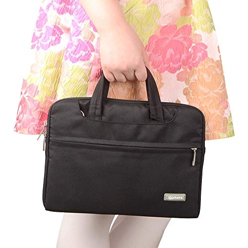 Qishare 13.3-14 Pulgadas Multifuncional portátil Hombro Bolsa maletín portátil de Ordenador portátil Caso Portador de la Ordenador portátil Messenger Caso(13.3-14 Pulgadas,Negro)