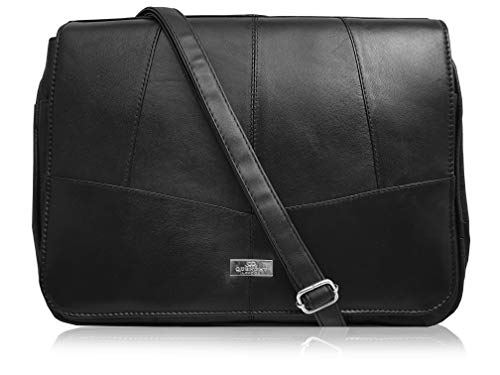 Quenchy London Bolso Bandolera de Mujer de Tres Secciones de Cuero Suave con Cremallera de Diseño - Bolso de Hombro Cruzado por el Cuerpo con Correa Ajustable 6 Bolsillos y Solapa Frontal QL975
