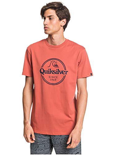 Quiksilver Words Remain - Camiseta para Hombre Screen tee, Hombre, Redwood, S