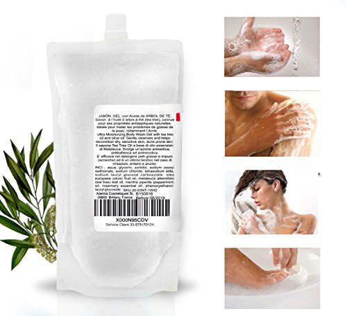 Recarga Jabón Ultra Hidratante Terapéutico con Aceite de Árbol de Té Purificante Anti hongos Anti Acné 250 ml - Gel de Baño - Gel de Ducha