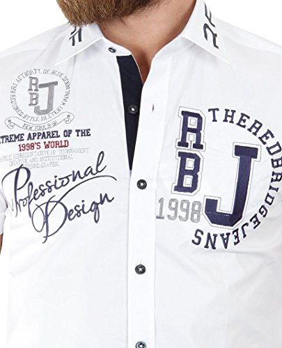 Redbridge - Camisa Regular fit de Manga Corta para Hombre, Talla S, Color Blanco