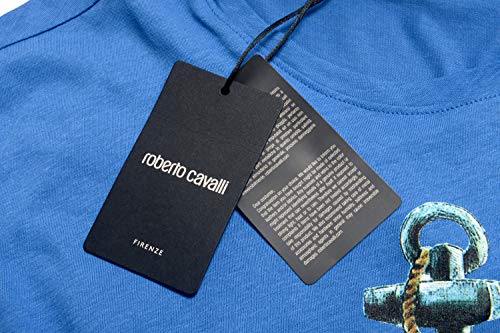 Roberto Cavalli GST644 - Camiseta de manga corta para hombre Blu Bluette XXL