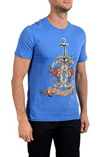 Roberto Cavalli GST644 - Camiseta de manga corta para hombre Blu Bluette XXL