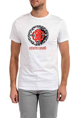 Roberto Cavalli HSH01T - Camiseta de manga corta para hombre, color blanco, talla XL