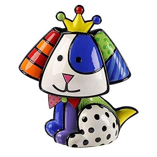 Romero Britto Giftcraft - Figura de Perro Corona, cerámica, Multicolor, Talla única