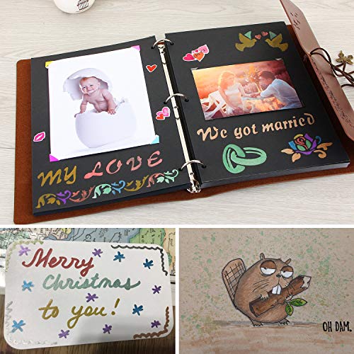 Rotuladores Metálicos Conjunto de 10 colores Marcador Metálico para Vaso Álbum de recortes Libro de fotos Libro de visitas Boda Papel negro Tarjetas Cerámica Plastico (Punta fina)