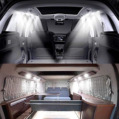 Ruesious Luces Interiores del Coche 12V LED Luces de Tira del Vehículo Domo Iluminación del Techo 80 LED