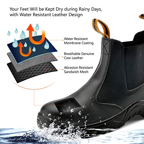 SAFETOE Botas de Seguridad Hombre Trabajo CE S3-8025 Botas de Trabajo con Punta de Acero Impermeables (Talla 44, Negro)