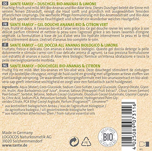 Sante Naturkosmetik 42311 gel de ducha Unisex Cuerpo 500 ml - Geles de ducha (Adultos, Unisex, Cuerpo, Universal, 500 ml, Frasco dispensador)