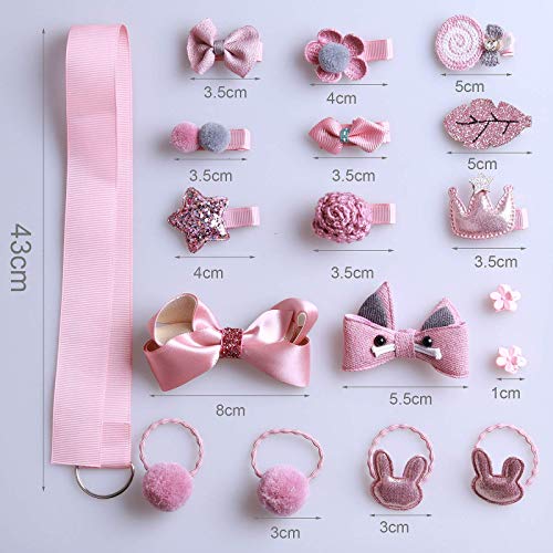 Seatecks 18 Piezas Clips de Pelo Pinzas Bebe Niña Set de Pinza de Pelo Chicas Accesorios Para el Cabello Flor Arco Barrettes Horquillas Lindo-Rosa
