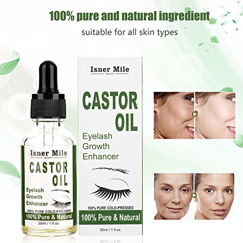 Sérum de crecimiento de pestañas de aceite de ricino prensado en frío con tubo de máscara, puro y natural, el mejor tratamiento para las pestañas, cabello, cejas: aumenta el crecimiento - con kit de a