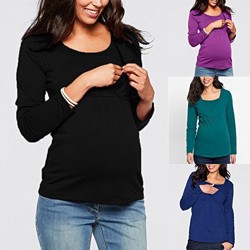SHOBDW LiquidacióN Ventas Ropa Premamá Mujeres Soft Ropa De Maternidad Tops De EnfermeríA OtoñO Invierno Tops De Manga Larga Ropa para Embarazadas Blusa(Negro,S)