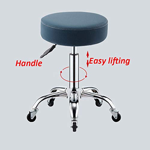 Sillas Peluqueria Profesional con Rueditas，Taburetes Altos Diseno con Marrón Cuero Sintético Asiento，Altura Regulable 42-55 cm，160kg de Capacidad de Carga，Silla Giratoria Estetica para Beauty Salon K