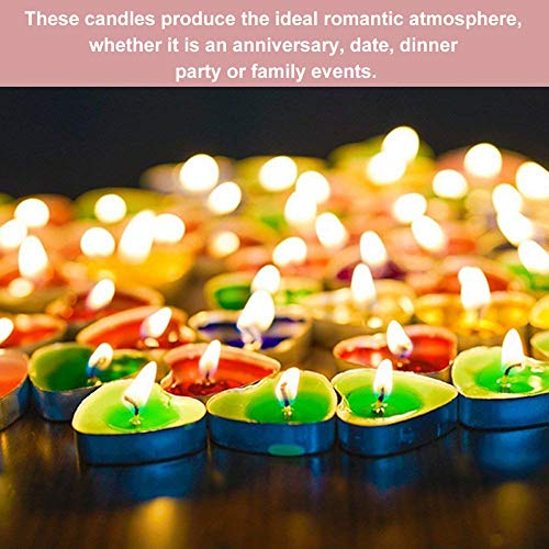 SIMUER 50 Pack Velas Smokeless Decor,Vela en Forma de Amor para Bodas, Cumpleaños, Fiesta, Halloween, Navidad, Festival (Rojo Rosa Amarillo Púrpura Azul)
