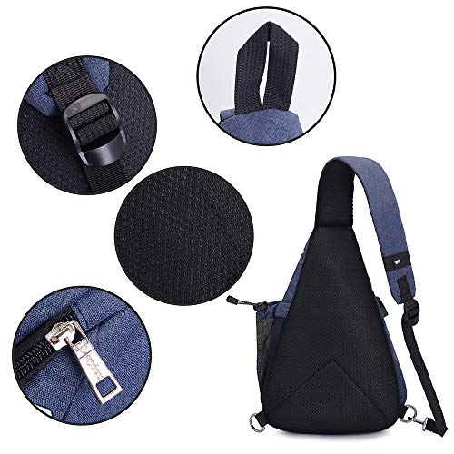 SINOKAL Pecho Mochila Bolso Pecho Casual Bandolera Hombro triángulo Paquetes Daypacks para Hombres Mujeres (Azul)