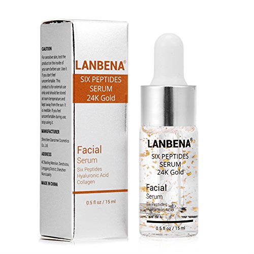 Six Peptides Serum 24K Gold Anti-envejecimiento, Natural y Orgánico Crema Antiarrugas Antiarrugas Firme Crema Hidratante Firme para Cara, Círculo Oscuro, Línea Fina, Restaurar y Potenciar el Colágeno