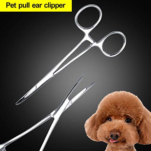 Smandy Oreja de Mascotas Fórceps de Bloqueo Oreja de Perro Extractor de Cabello Peluquería de Mascotas Tijera Peluquería de Perro Pinzas de sujeción, Cuidado de Animales Fuerte y Fuerte(S)
