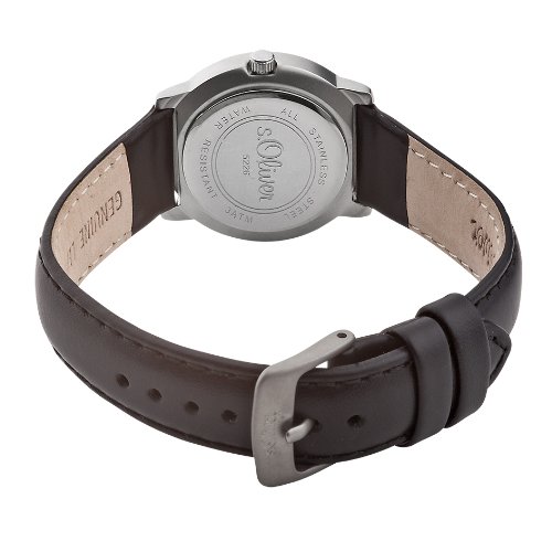 s.Oliver SO-2481-LQ - Reloj analógico de Cuarzo para Mujer, Correa de Cuero Color Negro