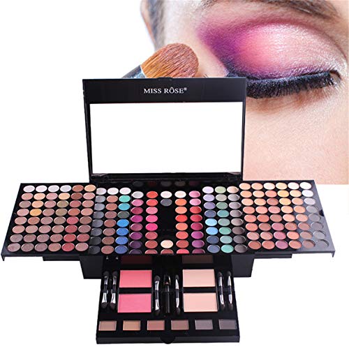 Songlela 180 Colores Paleta de Sombras de Ojo Kit, Profesional Caja de Maquillaje de Sombras de Ojos, Maquillaje de Regalo Set Incluye Sombra de Ojos, Polvo de Cejas, Coloretes, Silueta en Polvo #6
