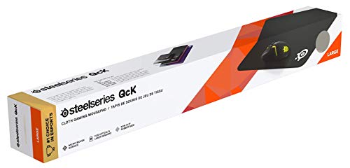 SteelSeries QcK+ - Alfombrilla de ratón de juego, 450mm x 400mm, tela, base de caucho, compatible con ratón láser y óptico, negro