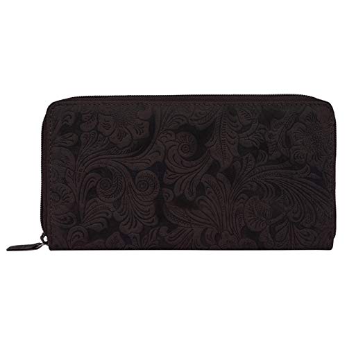 STILORD 'Aurelia' Cartera de Mujer de Piel Vintage Monedero o portamonedas marrón para Tarjetas DNI Pasaporte con Estampado de Flores de auténtico Cuero, Color:Canyon - marrón