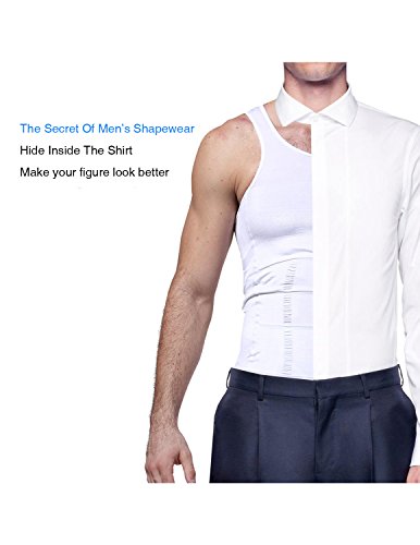 STTLZMC Faja Chaleco Hombre Adelgazante Reductora Compresion Elástica de Ropa Interior M-XXXL,Blanco,Large