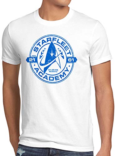 style3 Starfleet Academy Camiseta para Hombre T-Shirt Trekkie Trek Kirk Spock, Talla:M, Color:Blanco