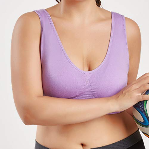 Sujetador Deportivo para Mujer SHOBDW 2019 Nuevo Cómodo Color Sólido Cuello en V Tank Tops Blusa Camisole Camisetas Mujer Tirantes Deporte Bra Tallas Grandes S-6XL(Morado 2,M)