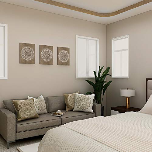 SUMGAR Mandala Mural Wall Art Impresiones en Lienzo Pintura de la Flor India Cuadro Floral de Boho Decoración de Color café café para Dormitorio baño Sala de Estar 30x40cmx3 Piezas