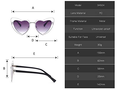 SUNGHL Gafas De Sol En Forma De Corazón Con Forma De Corazón Y Con Forma De Corazón, Con Tinta Dorada Y Marco Dorado