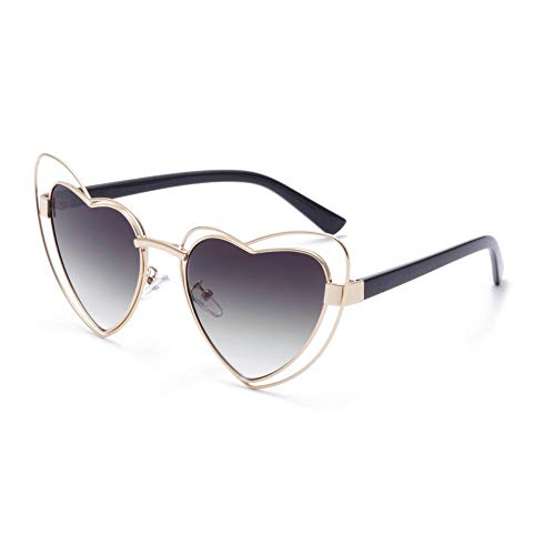SUNGHL Gafas De Sol En Forma De Corazón Con Forma De Corazón Y Con Forma De Corazón, Con Tinta Dorada Y Marco Dorado