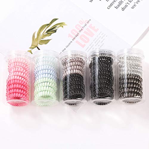 Supefriendly Lazos de pelo en espiral de plástico para niñas Cable de teléfono Sin bobina de pliegue De La Cola De Caballo Para Mujeres Niñas-2