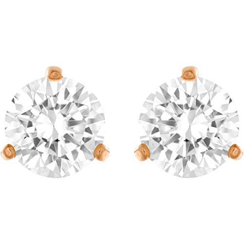 Swarovski Pendientes Solitaire, blanco, Baño en tono Oro Rosa