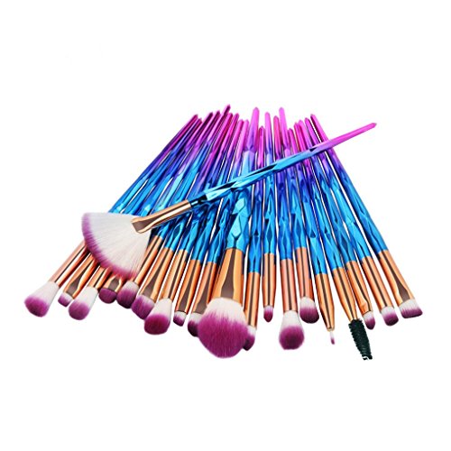 Tefamore Lady Conjunto de pinceles de maquillaje 20 diamantes Eyebrow Eyeliner Blush Cosmetic (Azul)